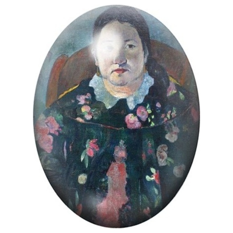 Cabochon en Verre Illustré Femme au Foulard Fleuri de Gauguin 13x18, 18x25 ou 30x40mm