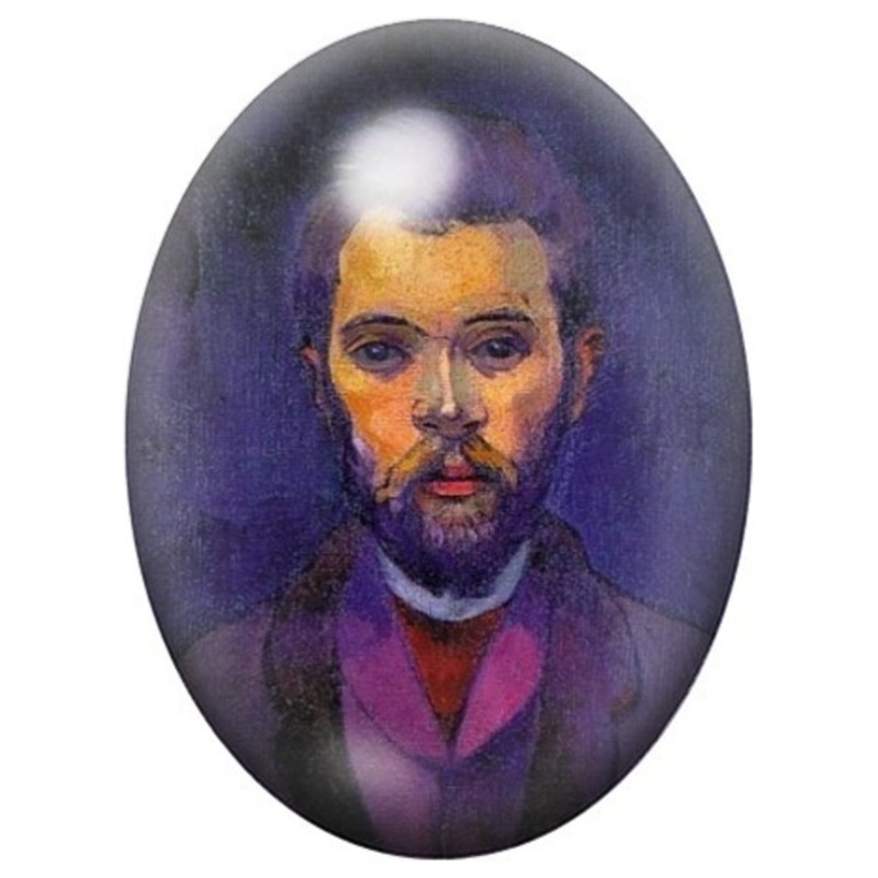 Cabochon en Verre Illustré Autoportrait à la Barbe de Gauguin 13x18, 18x25 ou 30x40mm