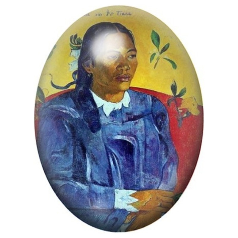 Cabochon en Verre Illustré Autoportrait à la Palette de Gauguin 13x18, 18x25 ou 30x40mm