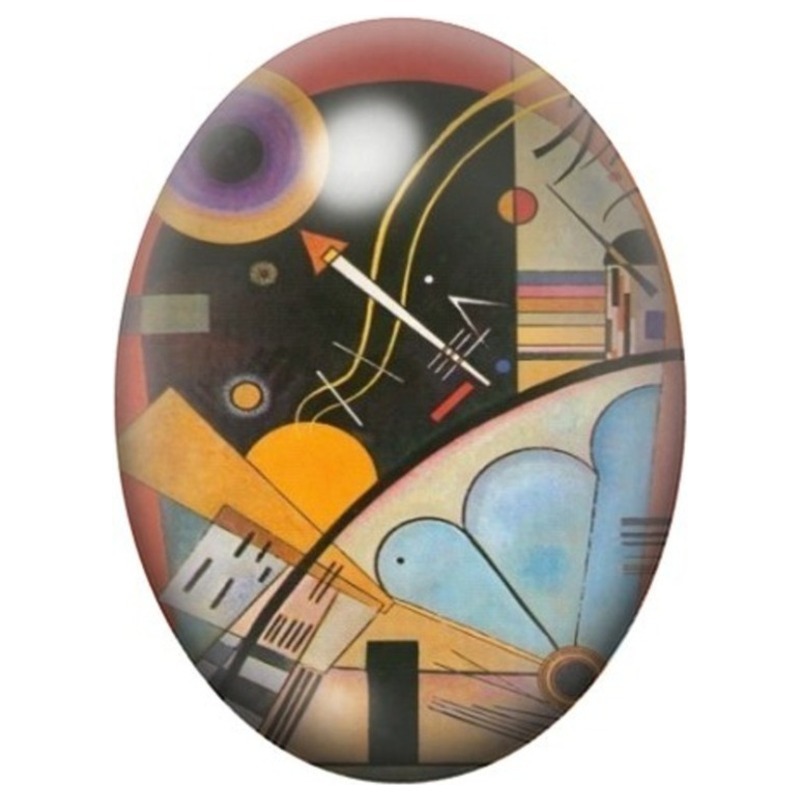 Cabochon en Verre Illustré Composition aux Lignes Dorées 13x18, 18x25 ou 30x40mm