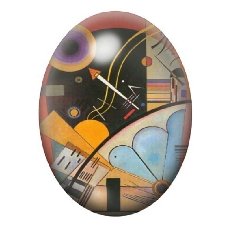 Cabochon en Verre Illustré Peinture Kandinsky 13x18, 18x25 ou 30x40mm