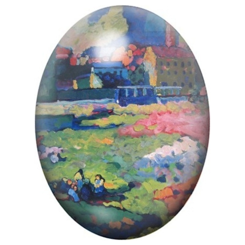 Cabochon en Verre Illustré Paysage aux Nénuphars de Kandinsky 13x18, 18x25 ou 30x40mm