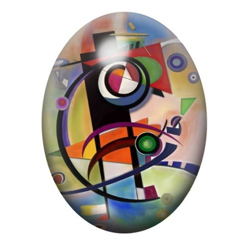Cabochon en Verre Illustré Peinture Kandinsky 13x18, 18x25 ou 30x40mm