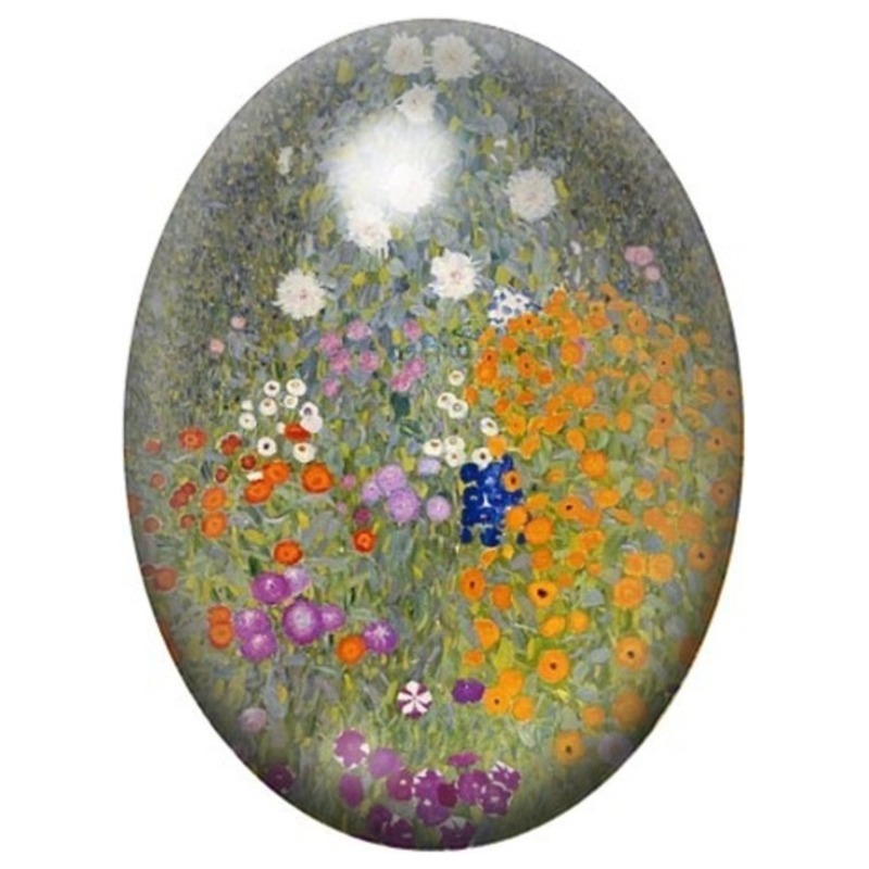 Cabochon en Verre Illustré Jardin de Cottage de Klimt 13x18, 18x25 ou 30x40mm
