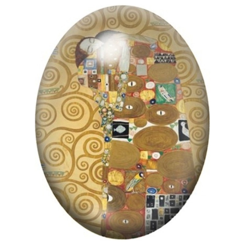 Cabochon en Verre Illustré L’Accomplissement de Klimt 13x18, 18x25 ou 30x40mm