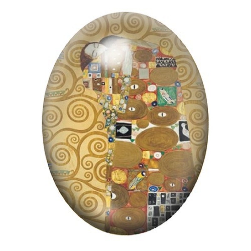 Cabochon en Verre Illustré Peinture "L'accomplissement" Klimt 13x18, 18x25 ou 30x40mm