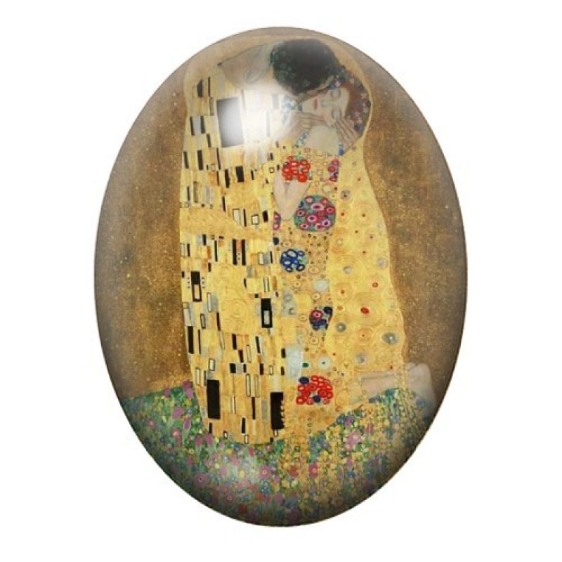 Cabochon en Verre Illustré Le Baiser de Klimt 13x18, 18x25 ou 30x40mm