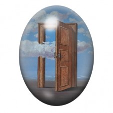 Cabochon en Verre Illustré Porte Ouverte sur le Ciel de Magritte 13x18, 18x25 ou 30x40mm pour la création de bijoux fantaisie - 