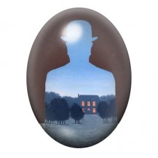 Cabochon en Verre Illustré Peinture "L’heureux donateur" Magritte 13x18, 18x25 ou 30x40mm pour la Création de Bijoux Fantaisie -
