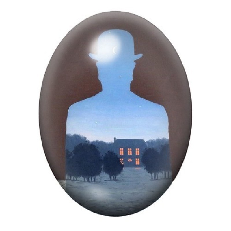 Cabochon en Verre Illustré L’Heureux Donateur de Magritte 13x18, 18x25 ou 30x40mm