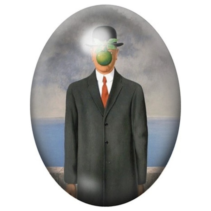 Cabochon en Verre Illustré Le Fils de l’Homme de Magritte 13x18, 18x25 ou 30x40mm