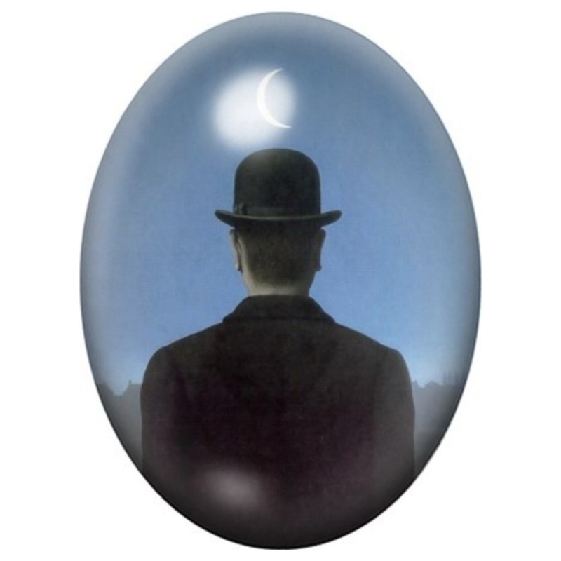 Cabochon en Verre Illustré Le Maître d’École de Magritte 13x18, 18x25 ou 30x40mm