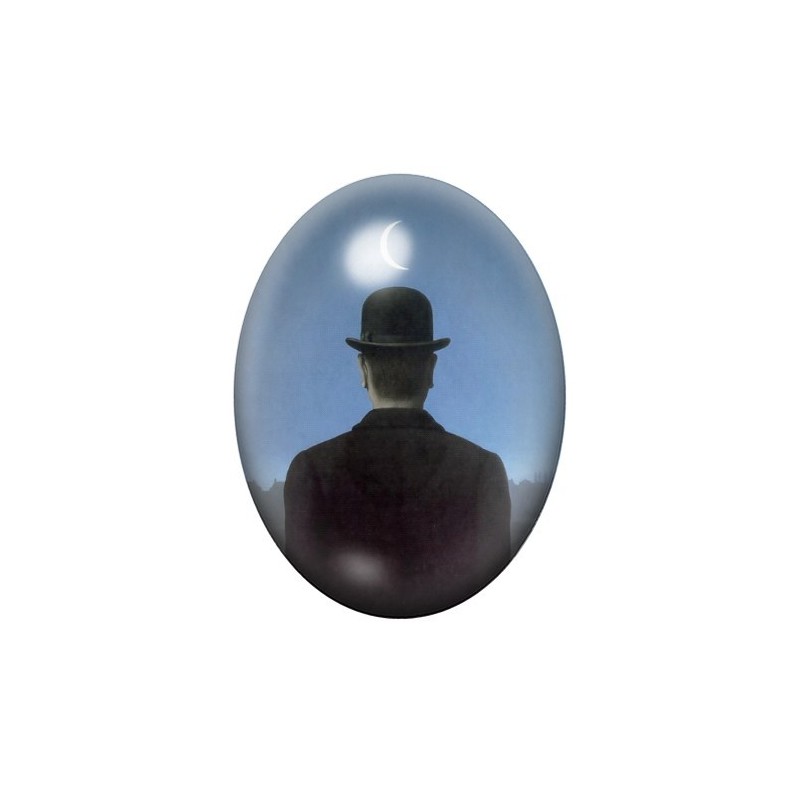 Cabochon en Verre Illustré Peinture "Le Maître d'école" Magritte 13x18, 18x25 ou 30x40mm