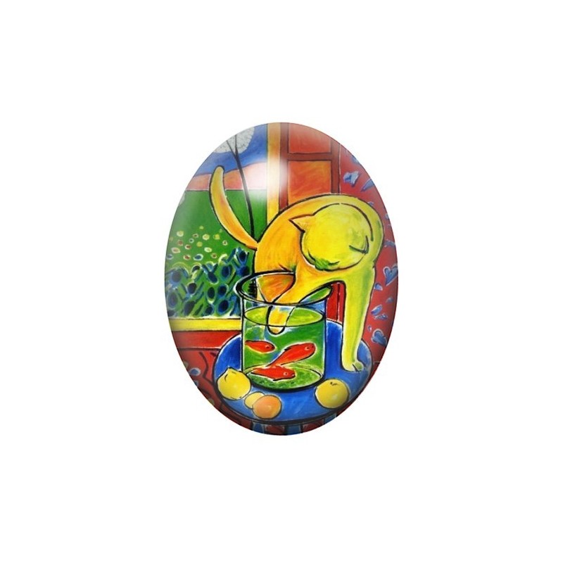 Cabochon en Verre Illustré Peinture "Le chat" Matisse 13x18, 18x25 ou 30x40mm