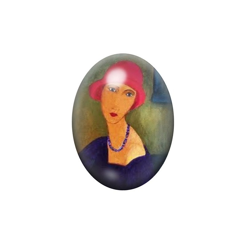 Cabochon en Verre Illustré Peinture Modigliani 13x18, 18x25 ou 30x40mm