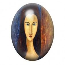 Cabochon en Verre Illustré Portrait de Femme aux Longs Cheveux 13x18, 18x25 ou 30x40mm pour la création de bijoux fantaisie - DI