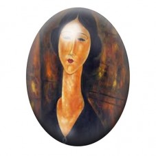 Cabochon en Verre Illustré Femme Rousse au Long Cou 13x18, 18x25 ou 30x40mm pour la création de bijoux fantaisie - DIY