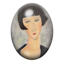 Cabochon en Verre Illustré Femme à la Coupe au Carré 13x18, 18x25 ou 30x40mm pour la création de bijoux fantaisie - DIY