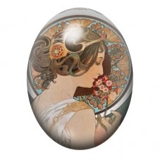 Cabochon en Verre Illustré Peinture Mucha 13x18, 18x25 ou 30x40mm pour la Création de Bijoux Fantaisie - DIY