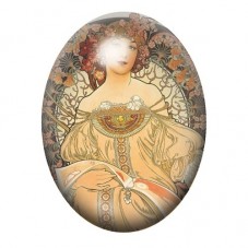 Cabochon en Verre Illustré Femme Rousse au Livre dans un Jardin Floral 13x18, 18x25 ou 30x40mm pour la création de bijoux fantai