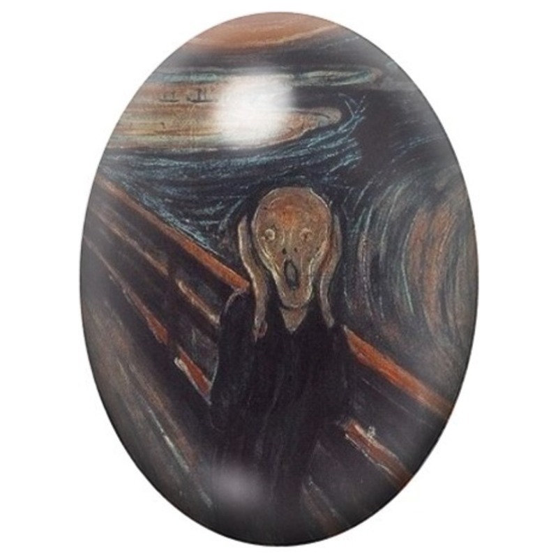 Cabochon en Verre Illustré Le Cri d’Edvard Munch 13x18, 18x25 ou 30x40mm