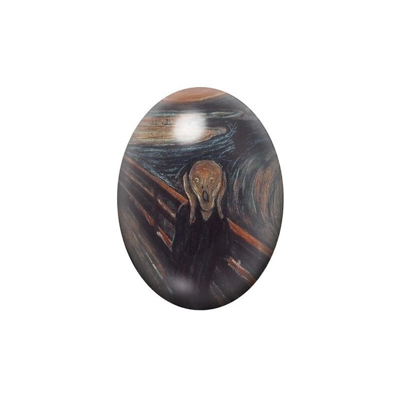 Cabochon en Verre Illustré Peinture Le Cri d’Edvard Munch 13x18, 18x25 ou 30x40mm