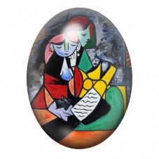 Cabochon en Verre Illustré Deux Femmes Lisant de Picasso 13x18, 18x25 ou 30x40mm pour la création de bijoux fantaisie - DIY