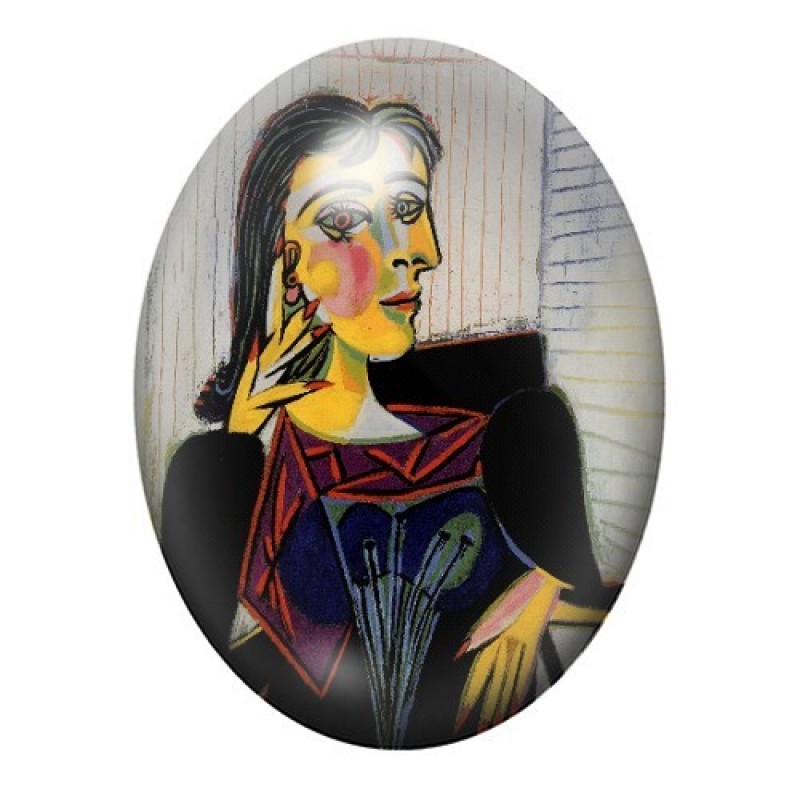 Cabochon en Verre Illustré Peinture "Portrait de Dora Maar" Picasso 13x18, 18x25 ou 30x40mm