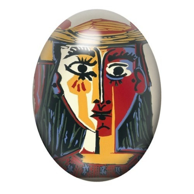 Cabochon en Verre Illustré Peinture "Portrait de Femme au Chapeau" Picasso 13x18, 18x25 ou 30x40mm