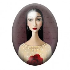 Cabochon en Verre Illustré Peinture Portrait de Femme 13x18, 18x25 ou 30x40mm pour la Création de Bijoux Fantaisie - DIY