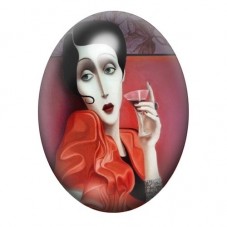 Cabochon en Verre Illustré Peinture Portrait de Femme 13x18, 18x25 ou 30x40mm pour la Création de Bijoux Fantaisie - DIY