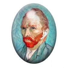 Cabochon en Verre Illustré Peinture Auto-portrait de Vincent Van Gogh  13x18, 18x25 ou 30x40mm pour la Création de Bijoux Fantai