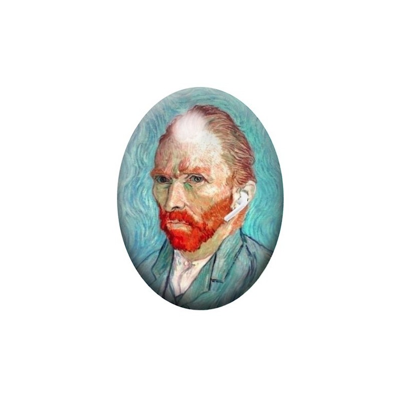 Cabochon en Verre Illustré Peinture Auto-portrait de Vincent Van Gogh  13x18, 18x25 ou 30x40mm