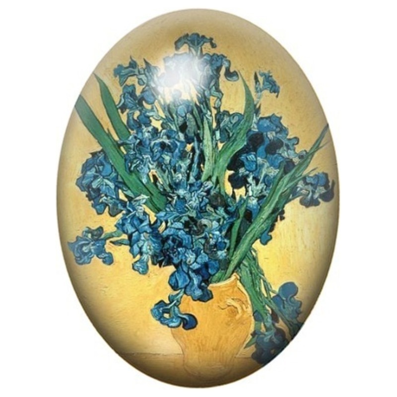 Cabochon en Verre Illustré Bouquet d’Iris de Van Gogh 13x18, 18x25 ou 30x40mm