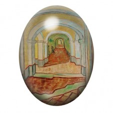Cabochon en Verre Illustré Peinture "Couloir dans l'asile" Van Gogh 13x18, 18x25 ou 30x40mm pour la Création de Bijoux Fantaisie