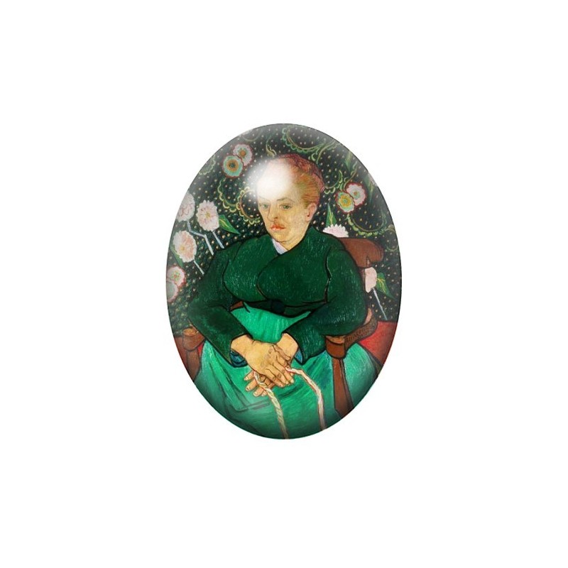 Cabochon en Verre Illustré Peinture "La Berceuse" Van Gogh 13x18, 18x25 ou 30x40mm