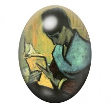 Cabochon en Verre Illustré Peinture "La lectrice de roman" Van Gogh 13x18, 18x25 ou 30x40mm pour la Création de Bijoux Fantaisie