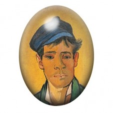 Cabochon en Verre Illustré Jeune Homme au Chapeau de Van Gogh 13x18, 18x25 ou 30x40mm pour la création de bijoux fantaisie - DIY