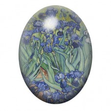 Cabochon en Verre Illustré Les Iris de Van Gogh 13x18, 18x25 ou 30x40mm pour la création de bijoux fantaisie - DIY