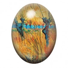 Cabochon en Verre Illustré Saules au Soleil Couchant de Van Gogh 13x18, 18x25 ou 30x40mm pour la création de bijoux fantaisie - 