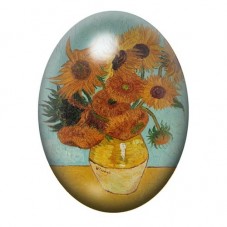 Cabochon en Verre Illustré Les Tournesols de Van Gogh 13x18, 18x25 ou 30x40mm pour la création de bijoux fantaisie - DIY