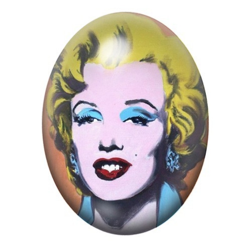 Cabochon en Verre Illustré Peinture Marilyn Monroe Warhol 13x18, 18x25 ou 30x40mm