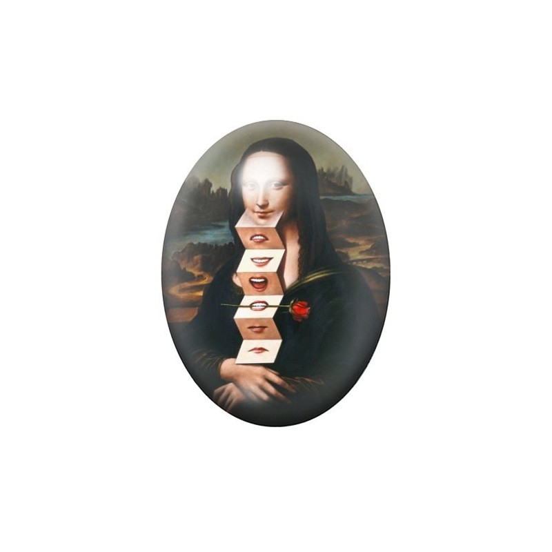 Cabochon en Verre Illustré Peinture Joconde Expressions 13x18, 18x25 ou 30x40mm