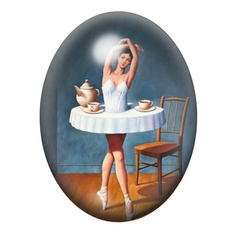 Cabochon en Verre Illustré Peinture Ballerine Table 13x18, 18x25 ou 30x40mm