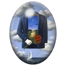 Cabochon en Verre Illustré Homme au Bouquet et Fenêtre sur la Nuit 13x18, 18x25 ou 30x40mm pour la création de bijoux fantaisie 