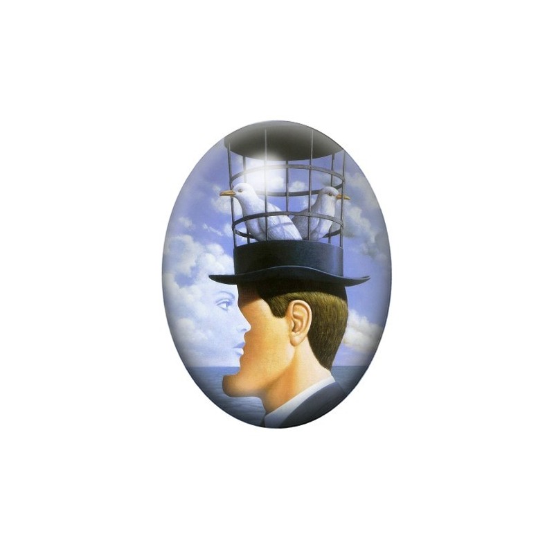 Cabochon en Verre Illustré Peinture Ciel Homme Femme 13x18, 18x25 ou 30x40mm