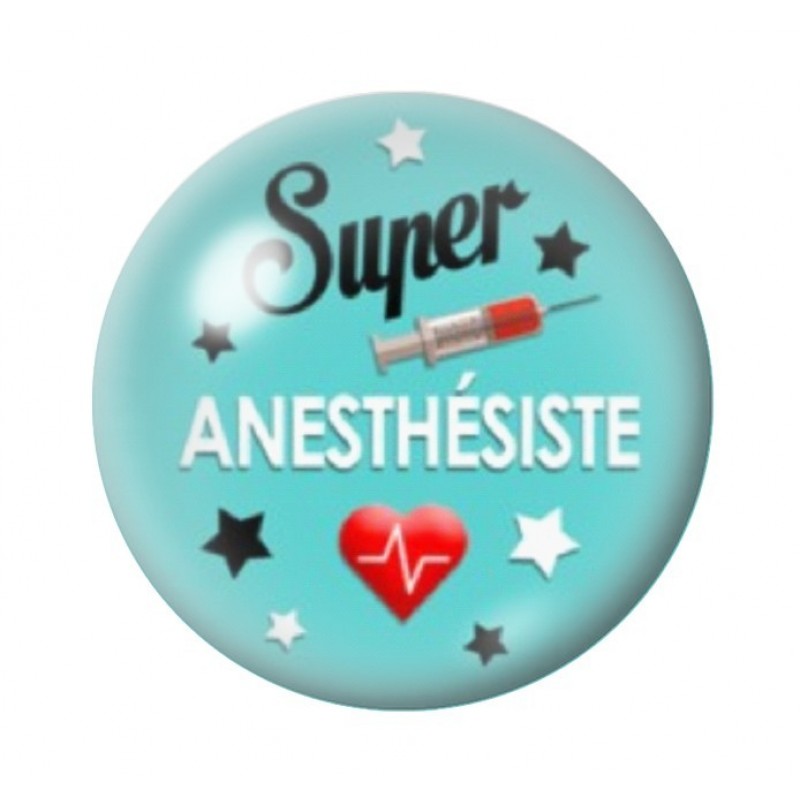 Cabochon en Verre Illustré Thème Médical "Super Anesthésiste" 12 à 25mm