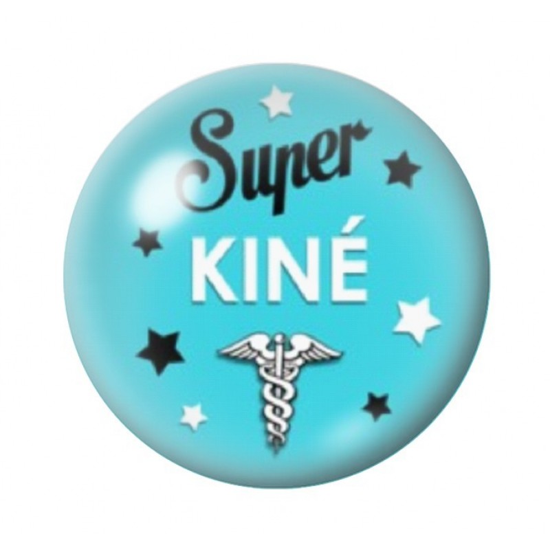 Cabochon en Verre Illustré  Thème Médical "Super Kiné" 12 à 25mm
