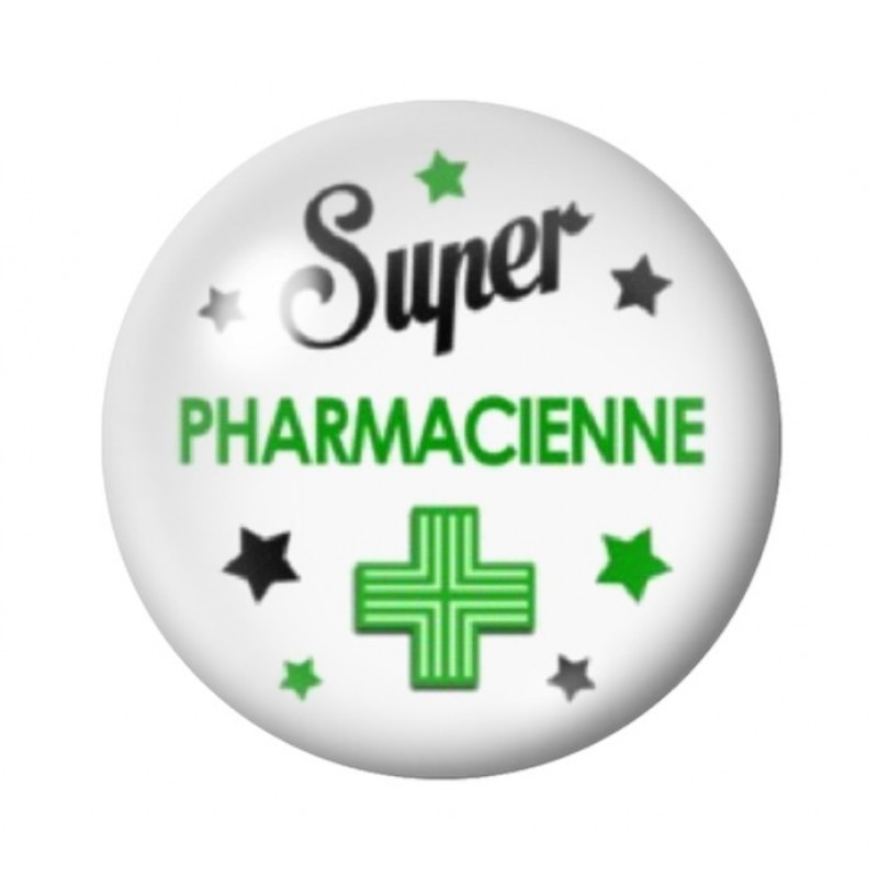 Cabochon en Verre Illustré Thème Médical "Super Pharmacienne" 12 à 25mm