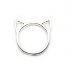 4 Connecteurs Tête de Chat Argenté 19x17mm